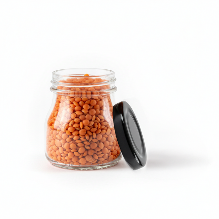 Vasetto in vetro tondo con tappo in alluminio (GL70 + ALU41)  H58mm 50ml
