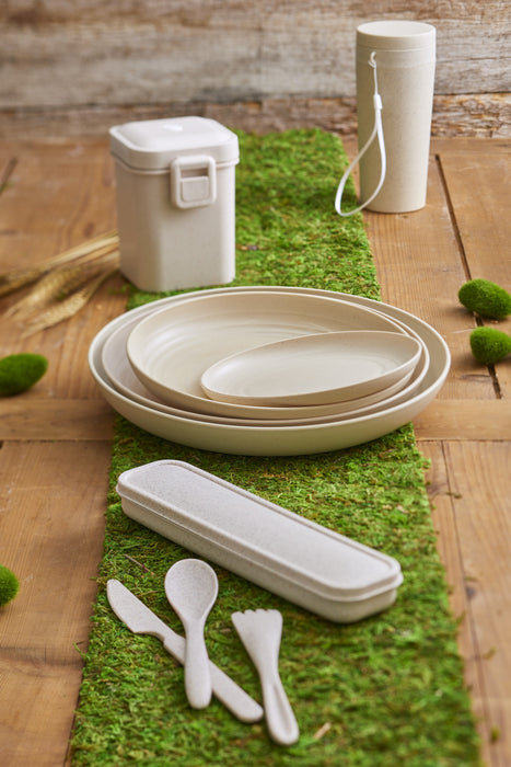 Contenitore da zuppa Huskly riutilizzabile in materiale composito beige - 600 ml - 10,5 cm x 9 cm x 12,5 cm - 25 pezzi