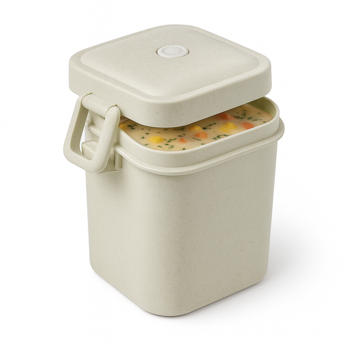 Contenitore da zuppa Huskly riutilizzabile in materiale composito beige 105x90mm H125mm 600ml