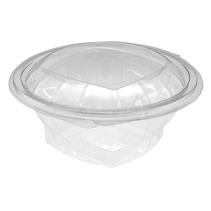 Ensaladera con tapa bisagra redonda trasnsparete PET 500ml Ø135mm A56mm - 50Uds