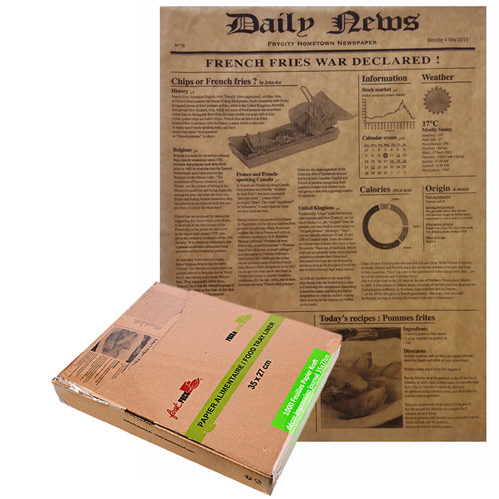 Papel kraft antigrasa en caja dispensadora-impresión de periódicos 350x270mm - 1000Uds