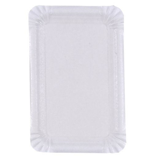 Plato rectangular de cartón blanco 130x200mm - 100Uds