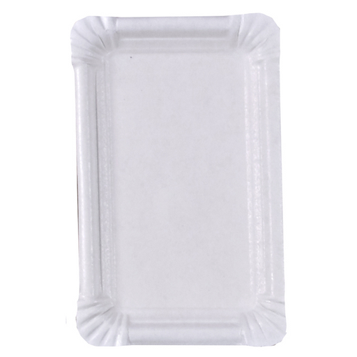 Plato rectangular de cartón reciclado blanco 175x110mm - 250Uds