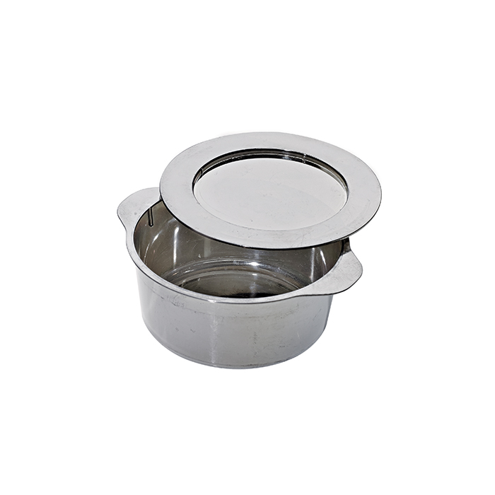 Mini cazuela redonda plateada con tapa en PS Ø69mm A34mm - 24Uds