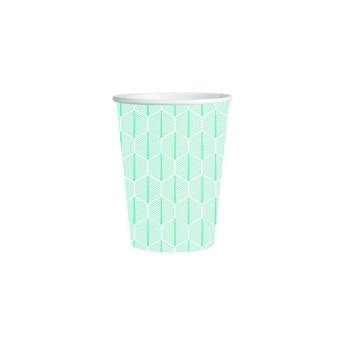 Bicchiere cartone bianco Leaf con decoro (PAP20)  H137mm 470ml
