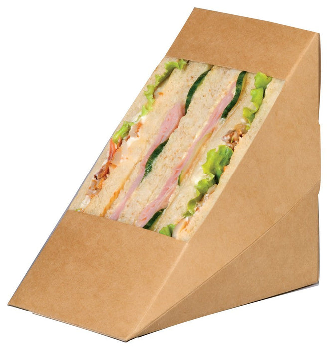 Porta tramezzino triplo kraft con finestra 82x123mm H123mm