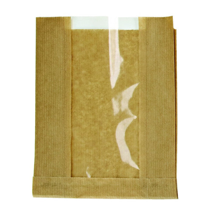 Sacchetto per pane in carta scura con finestra 180x70mm H280mm
