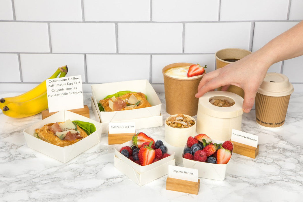 Contenitore in cartone kraft per alimenti caldi e freddi, con coperchio  H118mm 560ml