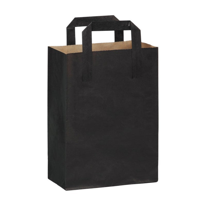 Borsa shopping in carta kraft riciclata scura, stampa nera 200x100mm H280mm