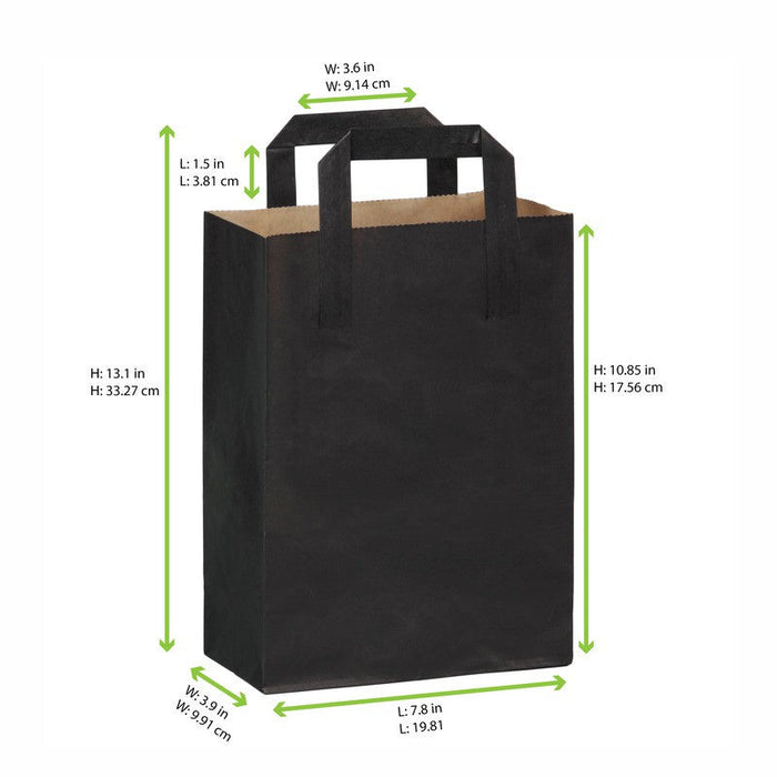 Borsa shopping in carta kraft riciclata scura, stampa nera 200x100mm H280mm