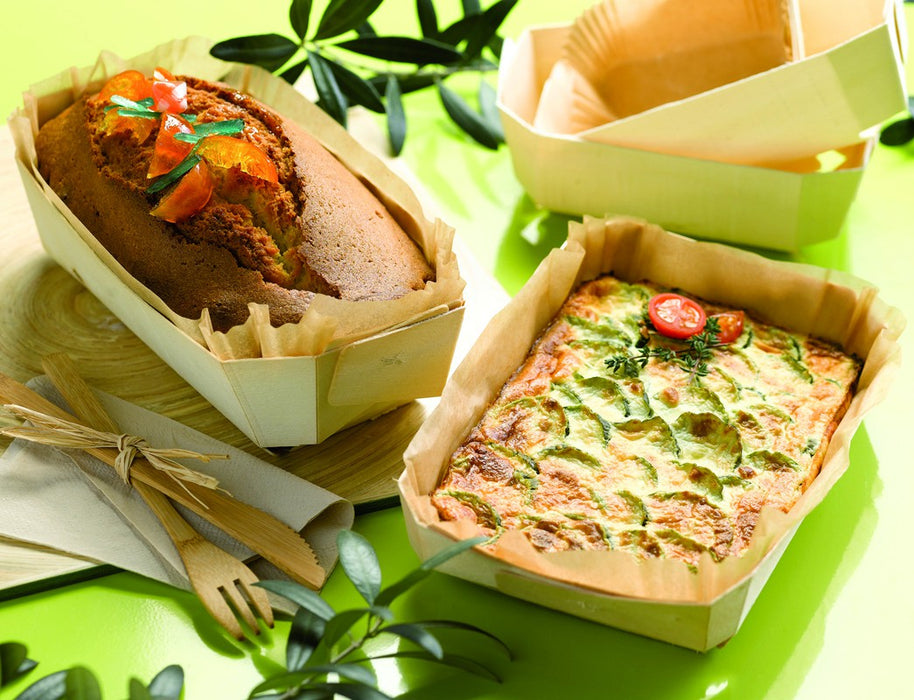 Stampo da forno in legno con pirottino in carta 185x80mm H40mm 600ml