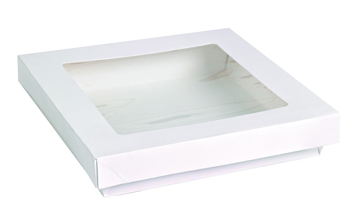 Scatola "Kray" in cartone bianco con coperchio a finestra 205x205mm H40mm 1450ml