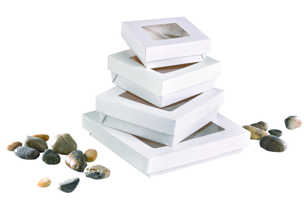 Scatola "Kray" in cartone bianco con coperchio a finestra 205x205mm H40mm 1450ml