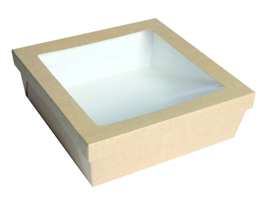 Scatola "Kray" in cartone kraft con coperchio a finestra 245x245mm H80mm 4 200ml