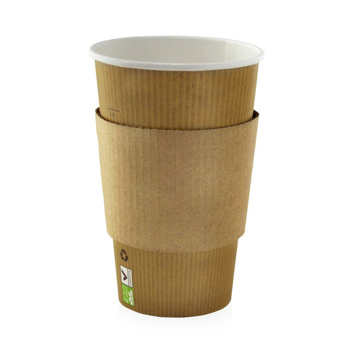 Banda autoadhesiva de cartón marrón para vasos 122x122mm A64mm - 100Uds