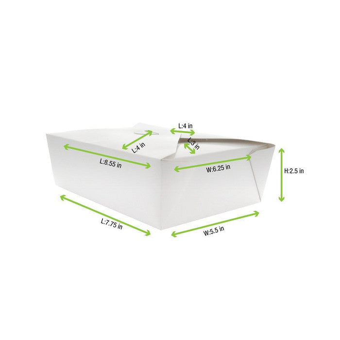 Lunchbox in cartone bianco con chiusura a incastro 217x160mm H67mm 2000ml