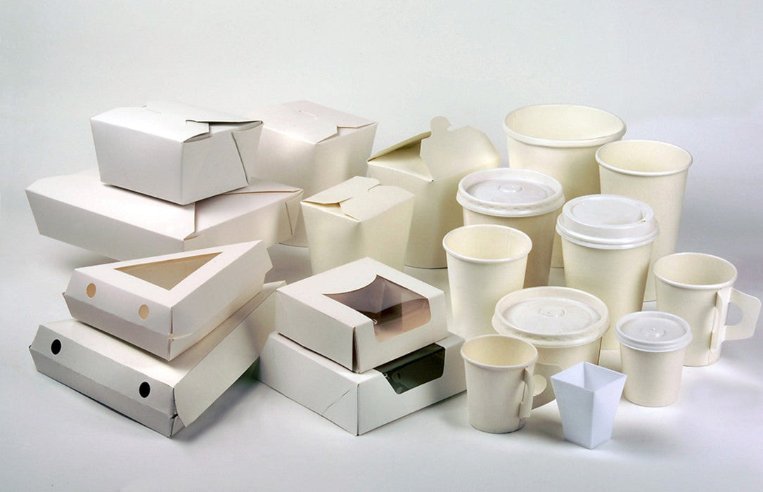 Lunchbox in cartone bianco con chiusura a incastro 217x160mm H50mm 1450ml