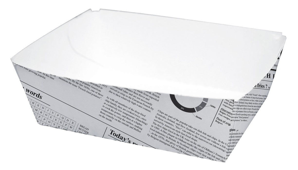 Vaschetta in cartone laminato in PE antiunto, decorazione stampa di giornale 80x110mm H40mm 440ml