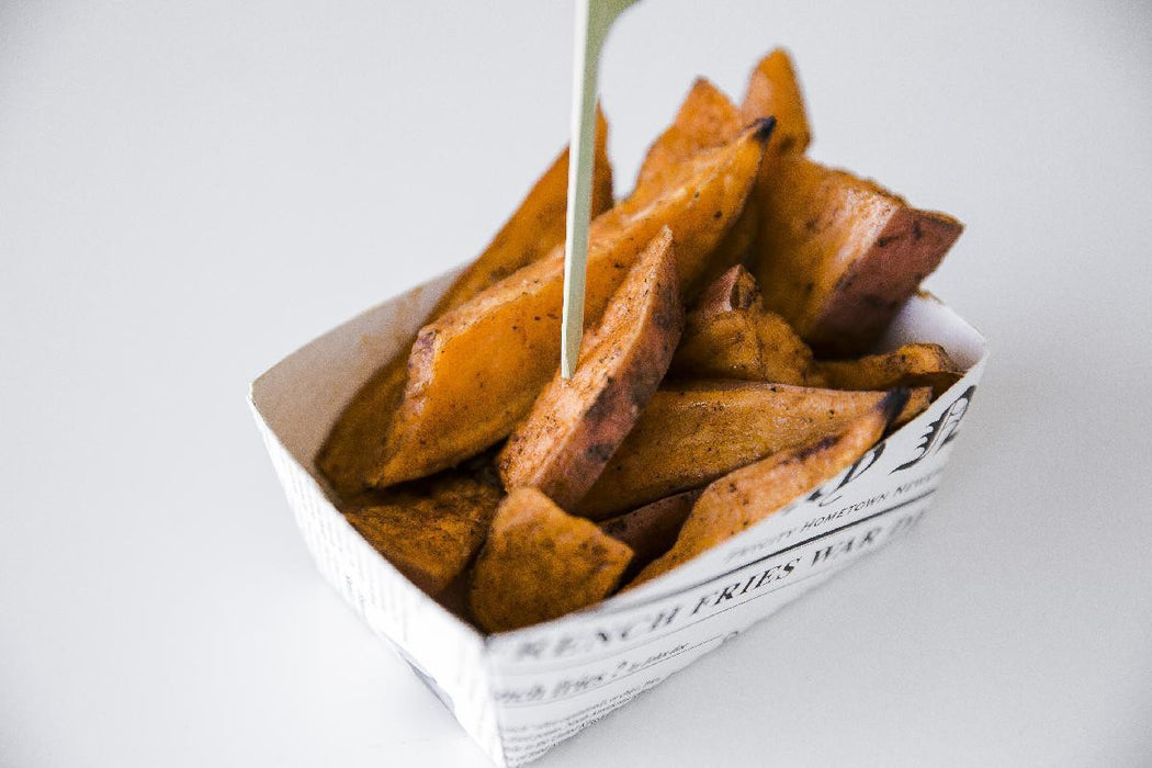 Vaschetta in cartone laminato in PE antiunto, decorazione stampa di giornale 80x110mm H40mm 440ml