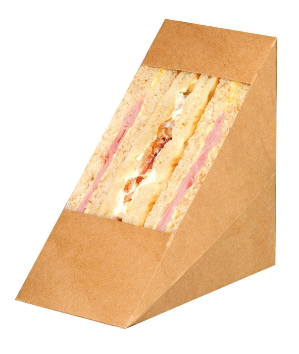 Porta tramezzino triplo kraft con finestra 72x123mm H123mm