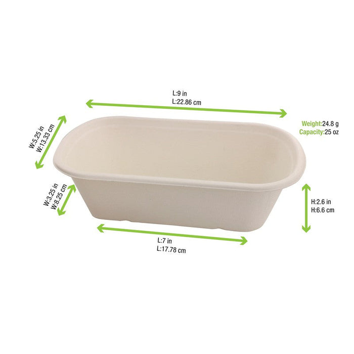 Vaschetta in polpa di canna da zucchero scura 230x135mm H65mm 1150ml