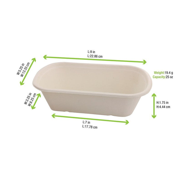Vaschetta in polpa di canna da zucchero scura 229x134mm H44mm 750ml