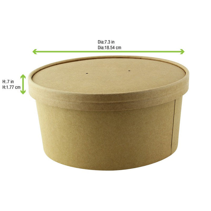 Coperchio in cartone kraft per alimenti caldi e freddi con fori per il vapore (C/PAP 81)  H16mm
