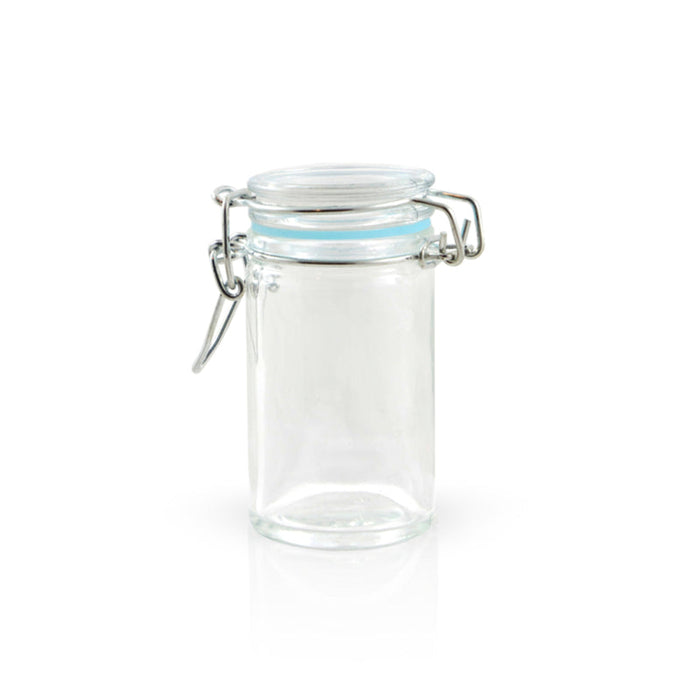 Tarros pequeños de vidrio BOKA con junta silicona azul claro 65ml A85mm - 12Uds