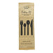 Kit cubiertos de madera 5/1: Cuchillo, tenedor, cuchara pequeña y grande, servilleta con funda kraft A165mm - 50Uds