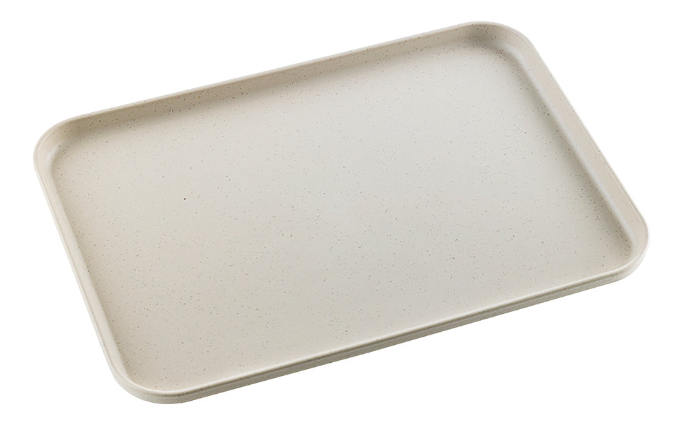 Vassoio Huskly riutilizzabile in materiale composito beige 380x268mm H16mm