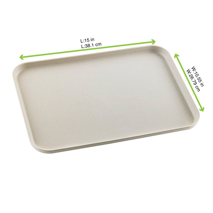 Vassoio Huskly riutilizzabile in materiale composito beige 380x268mm H16mm