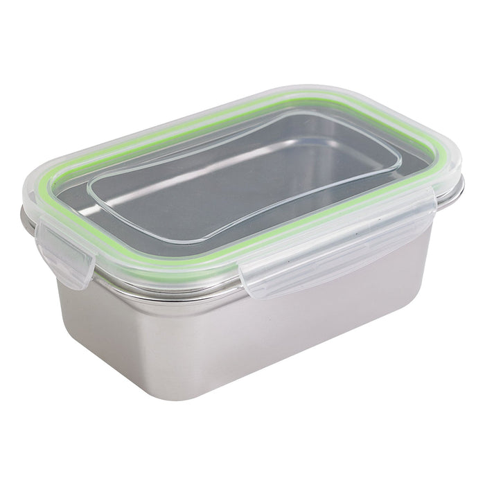 Lunch-box NoxBox rettangolare in acciaio inox con coperchio in PP trasparente (FE40 + PP5) 223x150mm H80mm 1 600ml