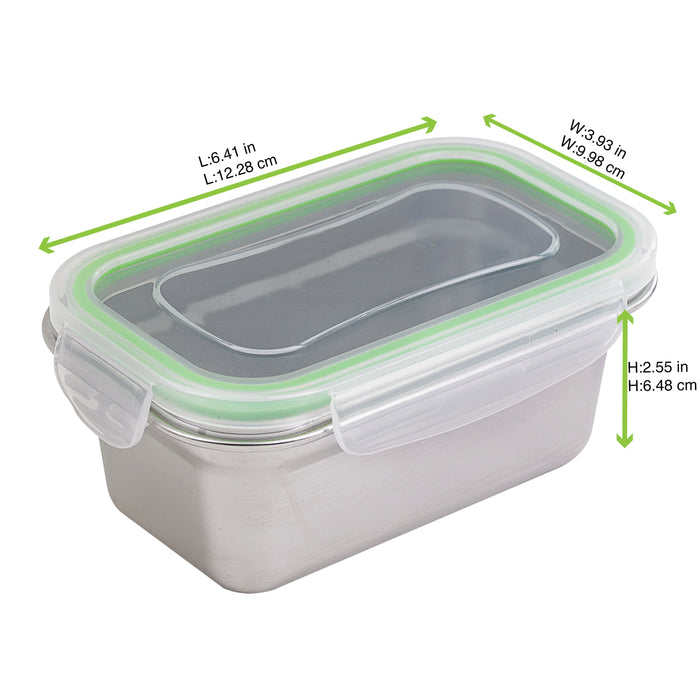 Lunch-box NoxBox rettangolare in acciaio inox con coperchio in PP trasparente (FE40 + PP5) 163x100mm H65mm 620ml