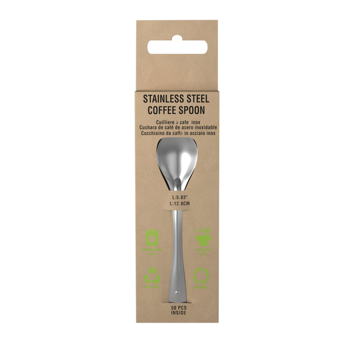 Cucchiaino da caffè in acciaio inox con custodia, da lavare prima dell'uso  128x27mm H15mm