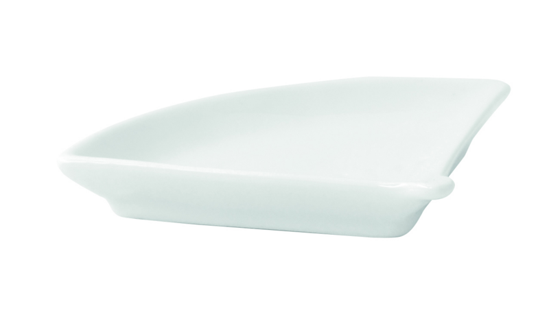 Piattino a ventaglio in porcellana bianca 100x76mm H14mm