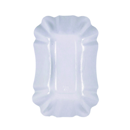 Plato hondo rectangular de cartón laminado blanco 140x90mm A30mm - 250Uds