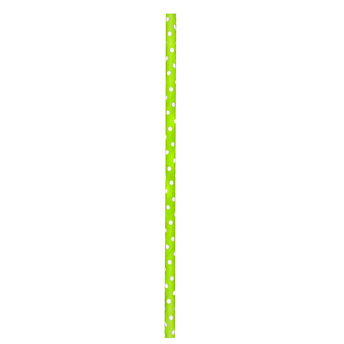 Pajita de papel verde lima con topos blancos A197mm - 500Uds
