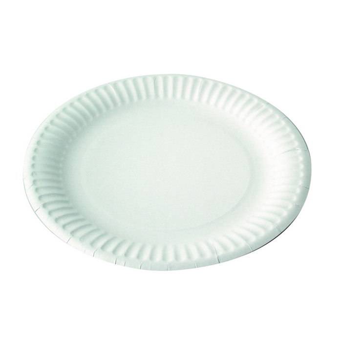 Plato redondo de cartón blanco Ø253mm - 100Uds