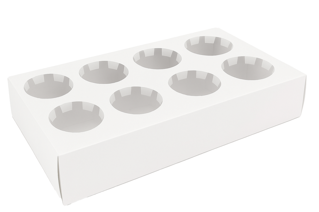 Inserto in cartone bianco con fori per 8 bicchieri 300x170mm H170mm