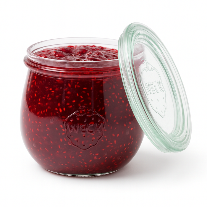 Barattolo Weck con coperchio in vetro incluso, guarnizioni e ganci venduti separatamente (GL70)  H86mm 330ml